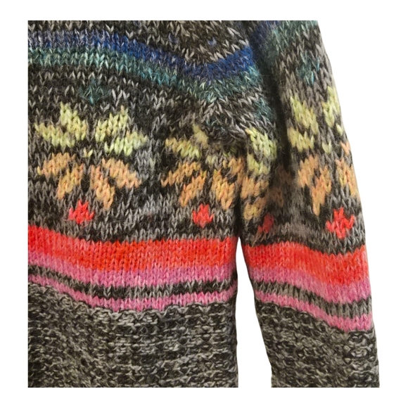 American Eagle Gray Neon Fair Isle Space Dye Oversized Jegging Sweater Size XS - Picture 3 of 7